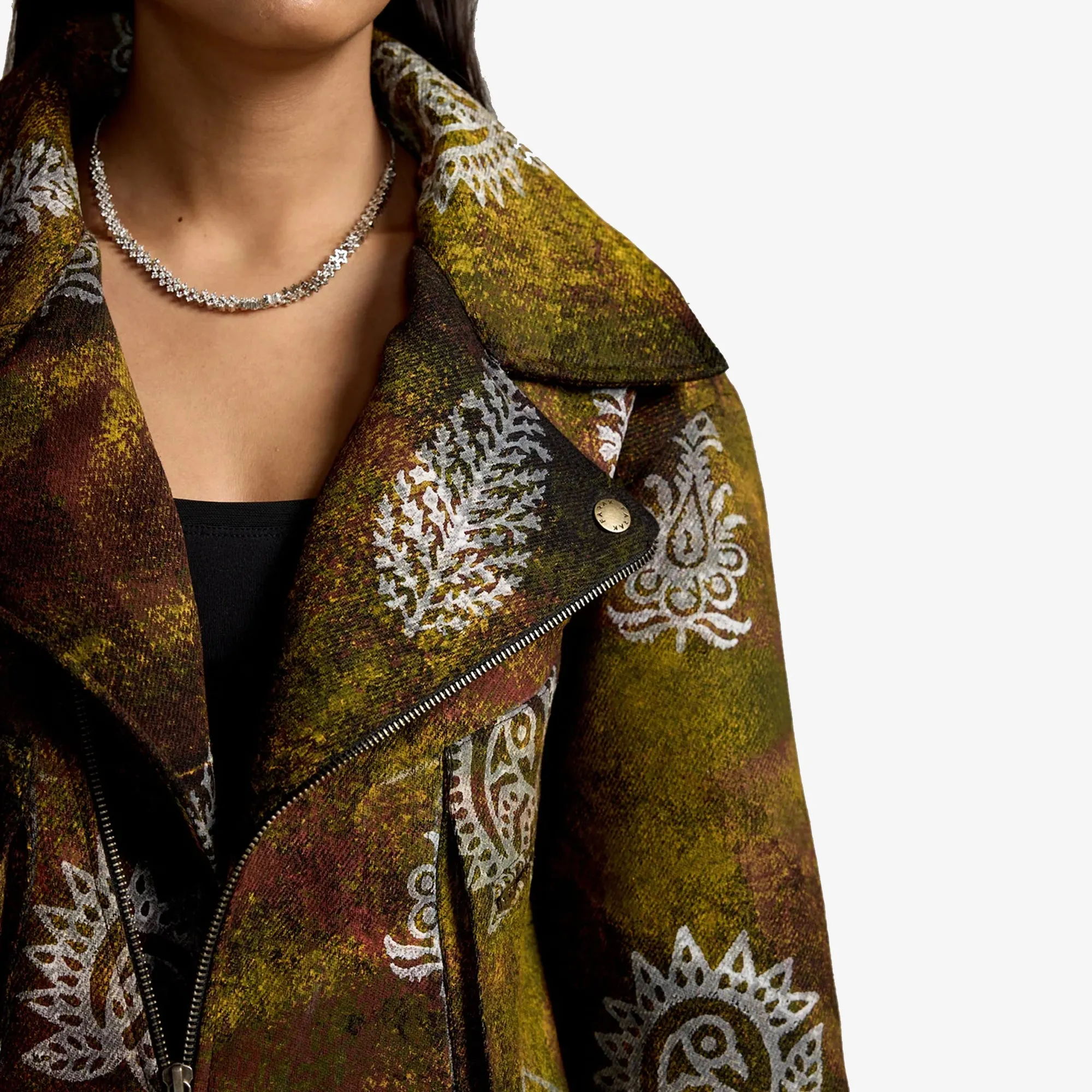 F A R A K | BIKER HANDMADE JACKET { BROWN/MULTI