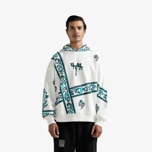 F A R A K | COSMIC BLOCKPRINT HOODIE { WHITE
