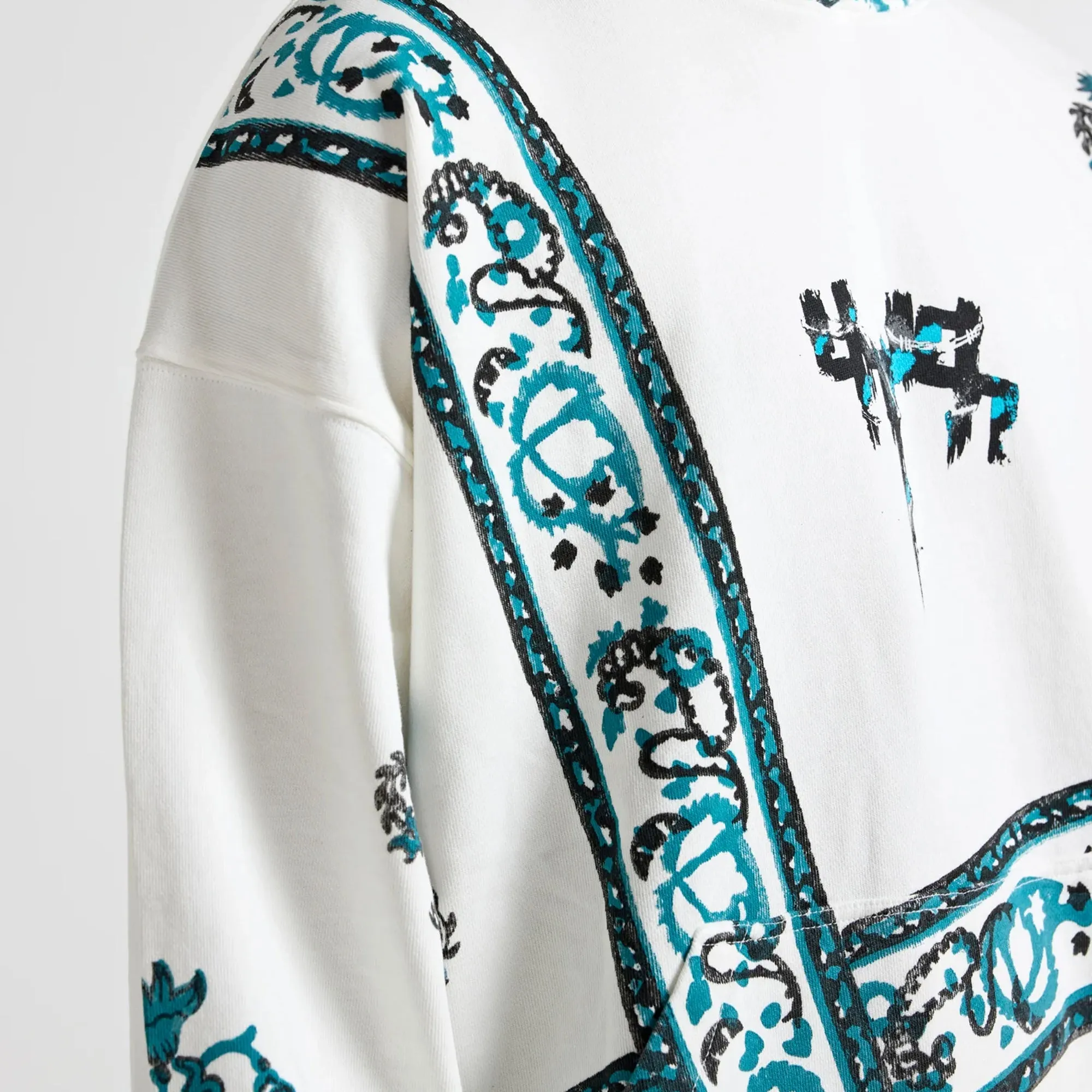 F A R A K | COSMIC BLOCKPRINT HOODIE { WHITE