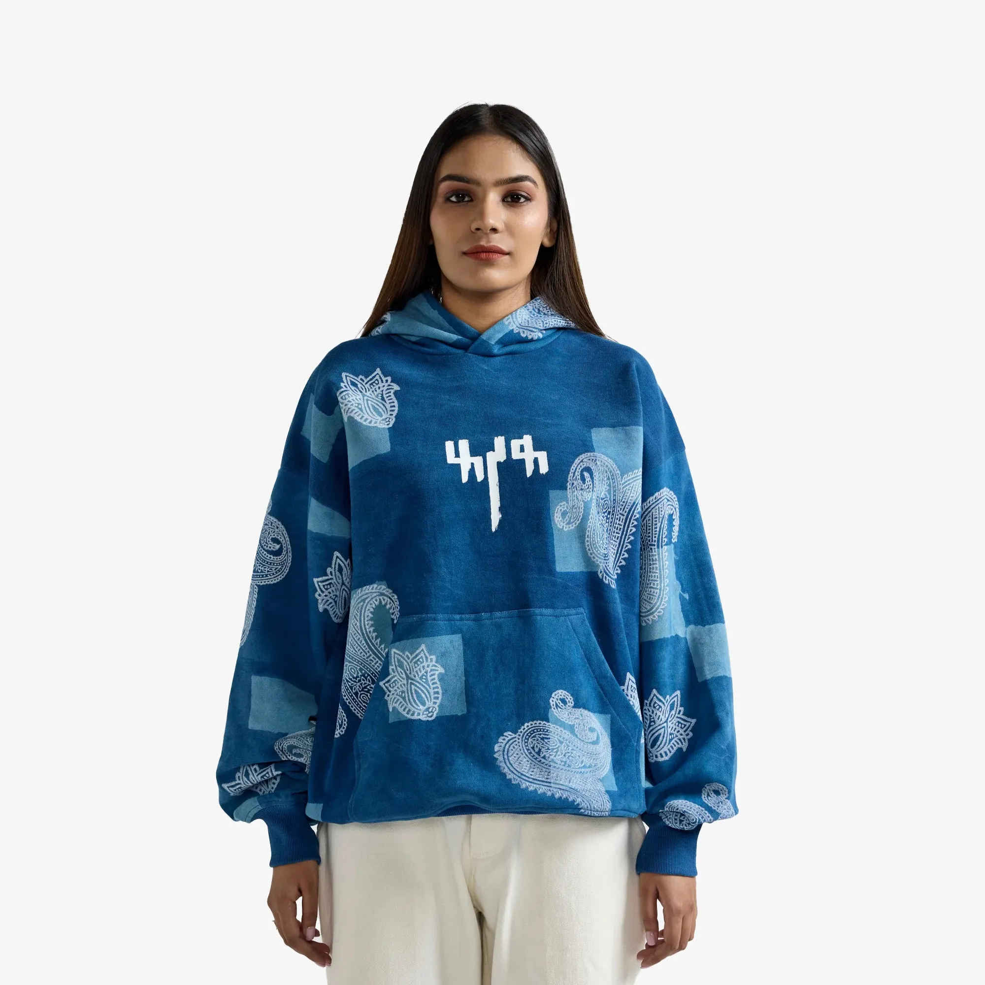 F A R A K | HANDMADE INDIGO HOODIE { BLUE