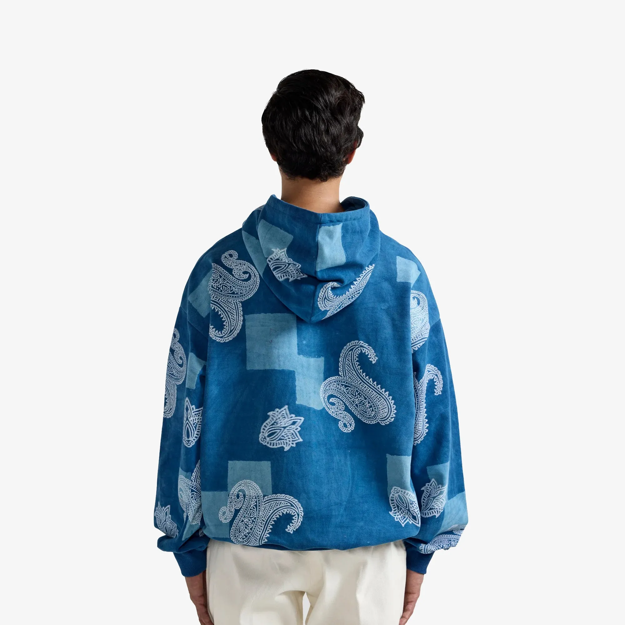F A R A K | HANDMADE INDIGO HOODIE { BLUE