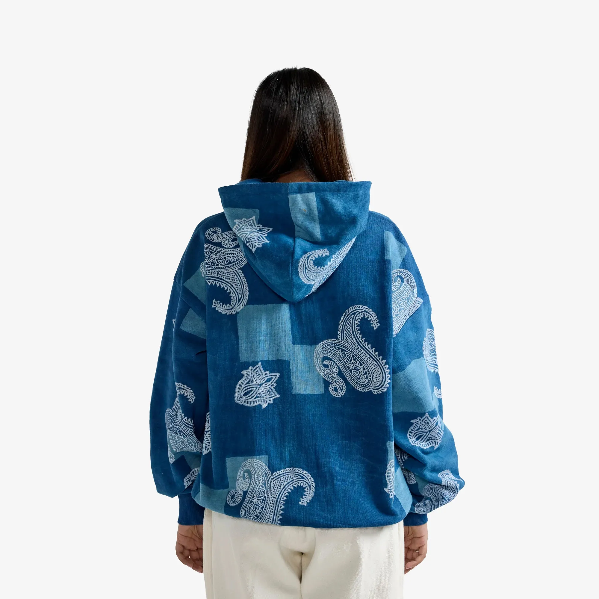 F A R A K | HANDMADE INDIGO HOODIE { BLUE