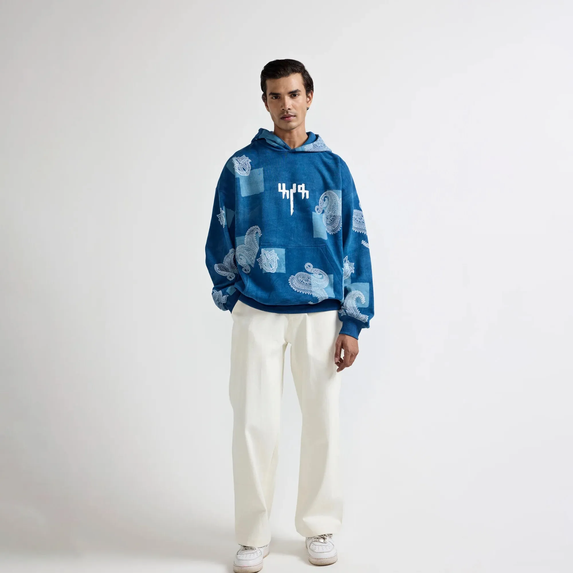 F A R A K | HANDMADE INDIGO HOODIE { BLUE
