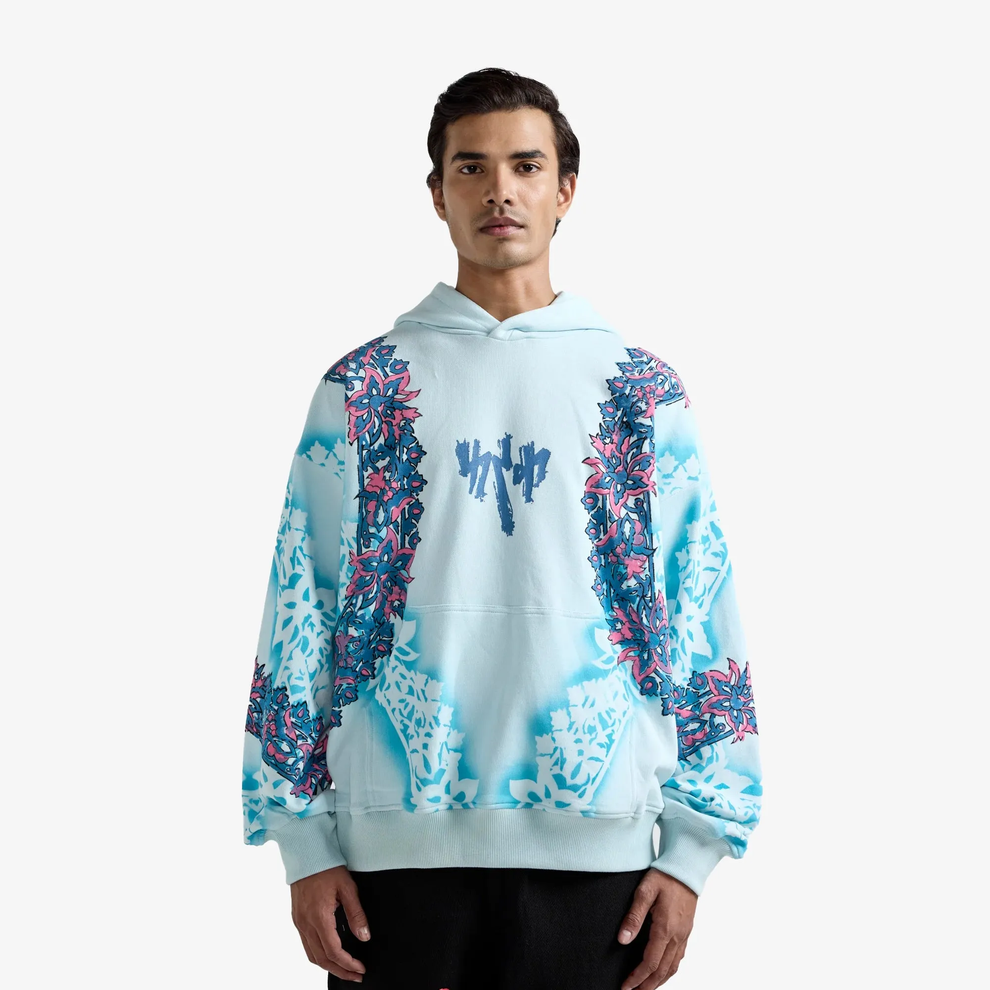 F A R A K | REMINISCENCE HANDMADE HOODIE { PASTEL BLUE