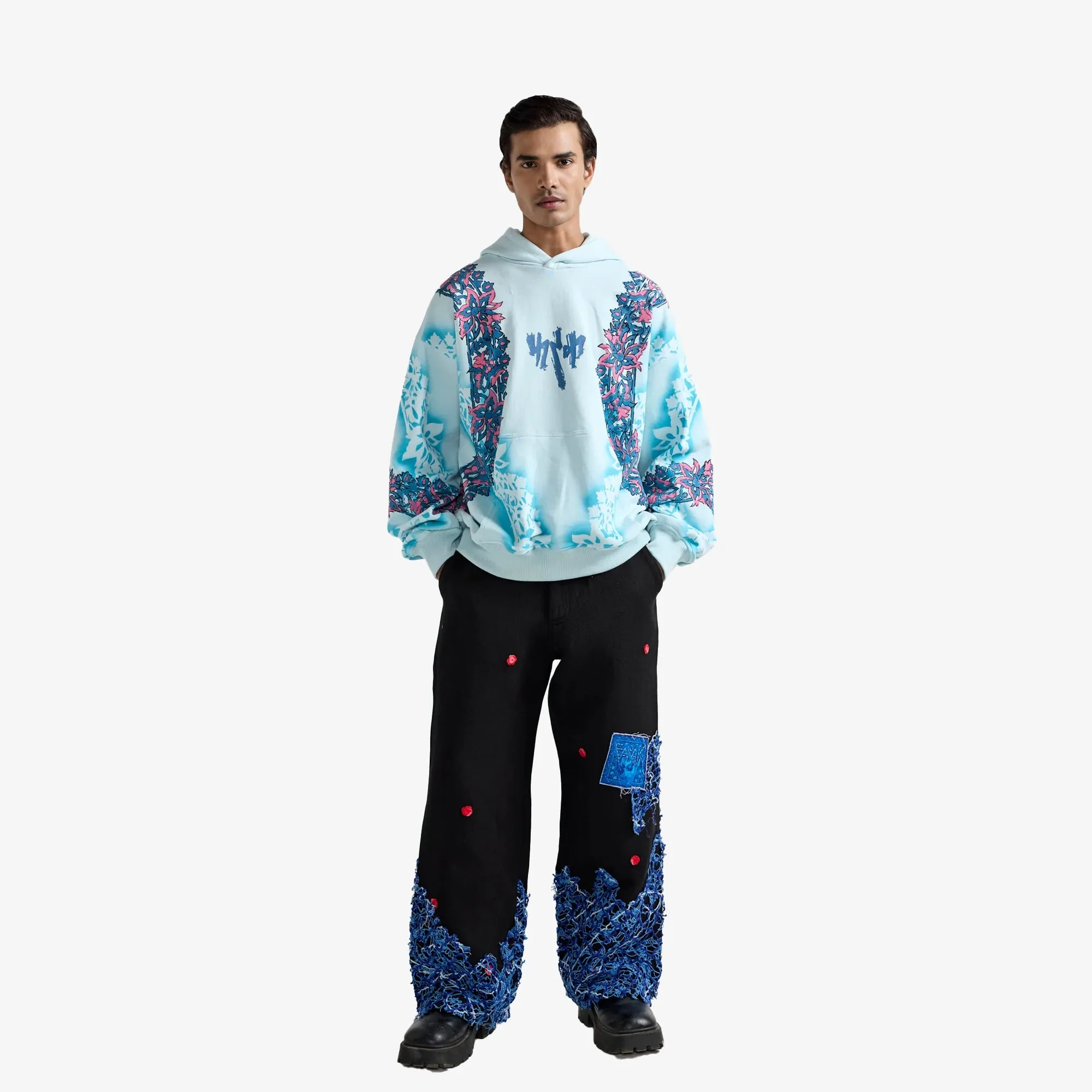 F A R A K | REMINISCENCE HANDMADE HOODIE { PASTEL BLUE