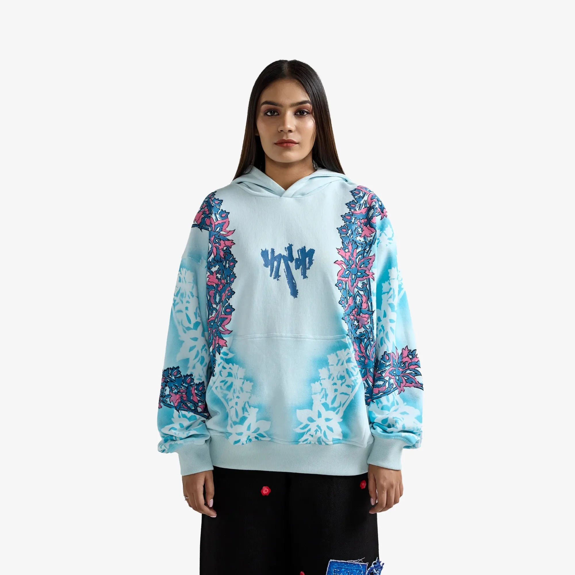 F A R A K | REMINISCENCE HANDMADE HOODIE { PASTEL BLUE