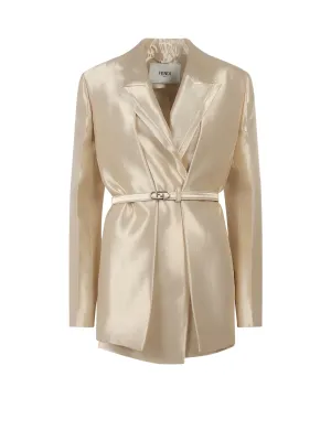 Fendi Logo Plaque Belted Blazer