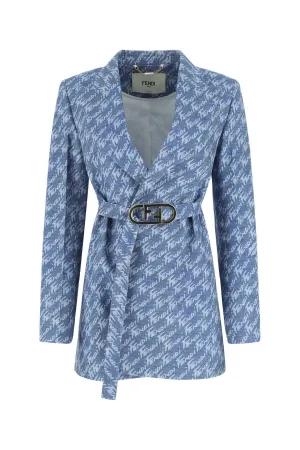 Fendi Monogram Print Belted Blazer