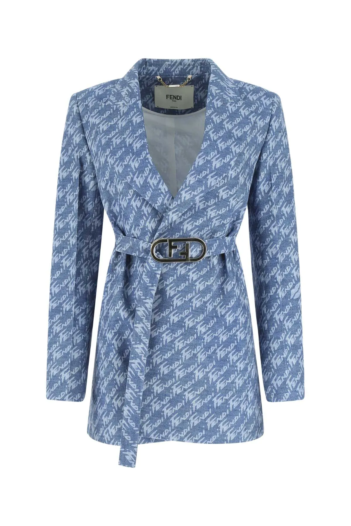 Fendi Monogram Print Belted Blazer
