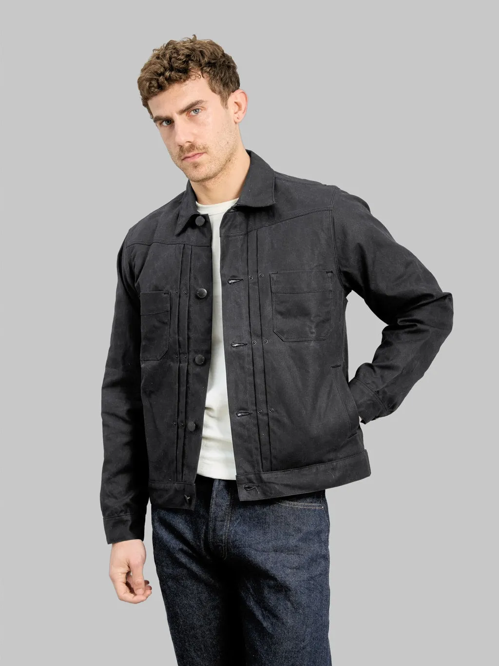 Freenote Cloth Riders Jacket Waxed Canvas Black