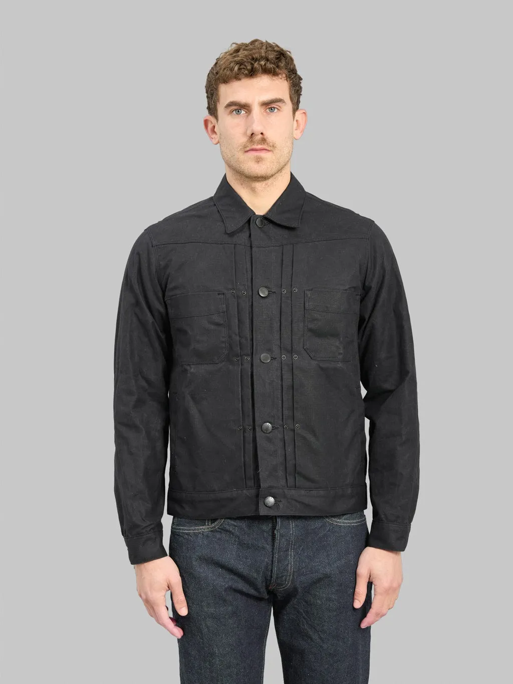 Freenote Cloth Riders Jacket Waxed Canvas Black