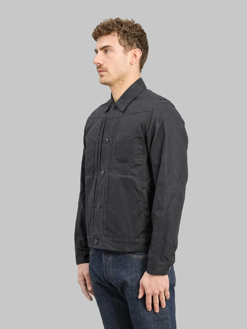 Freenote Cloth Riders Jacket Waxed Canvas Black