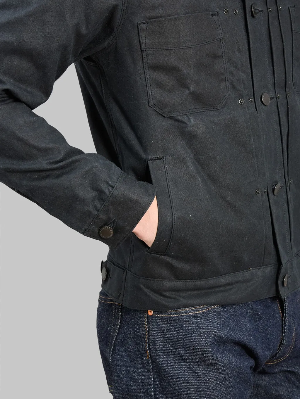 Freenote Cloth Riders Jacket Waxed Canvas Black