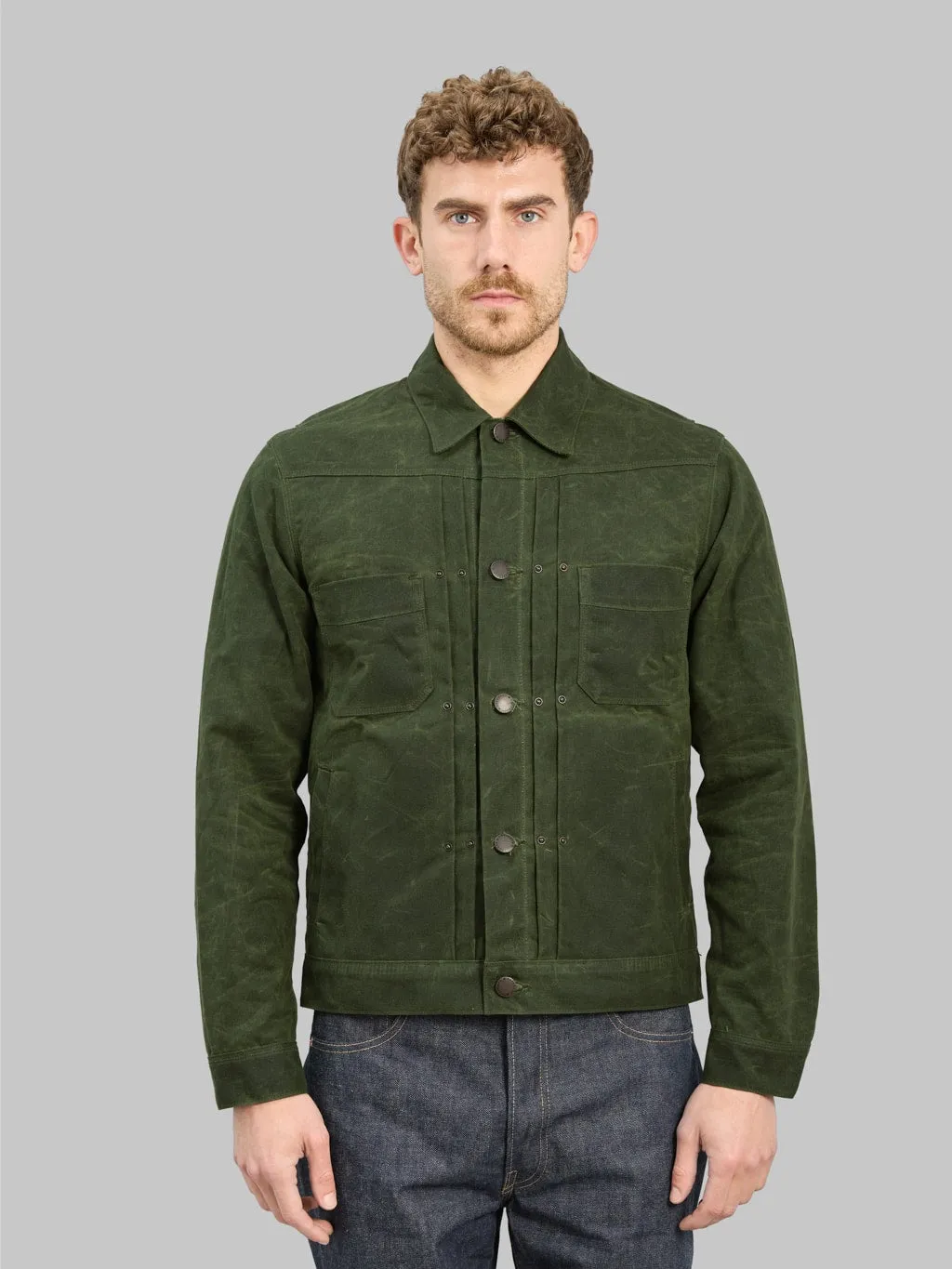 Freenote Cloth Riders Jacket Waxed Canvas Olive