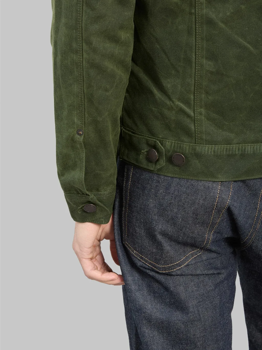 Freenote Cloth Riders Jacket Waxed Canvas Olive