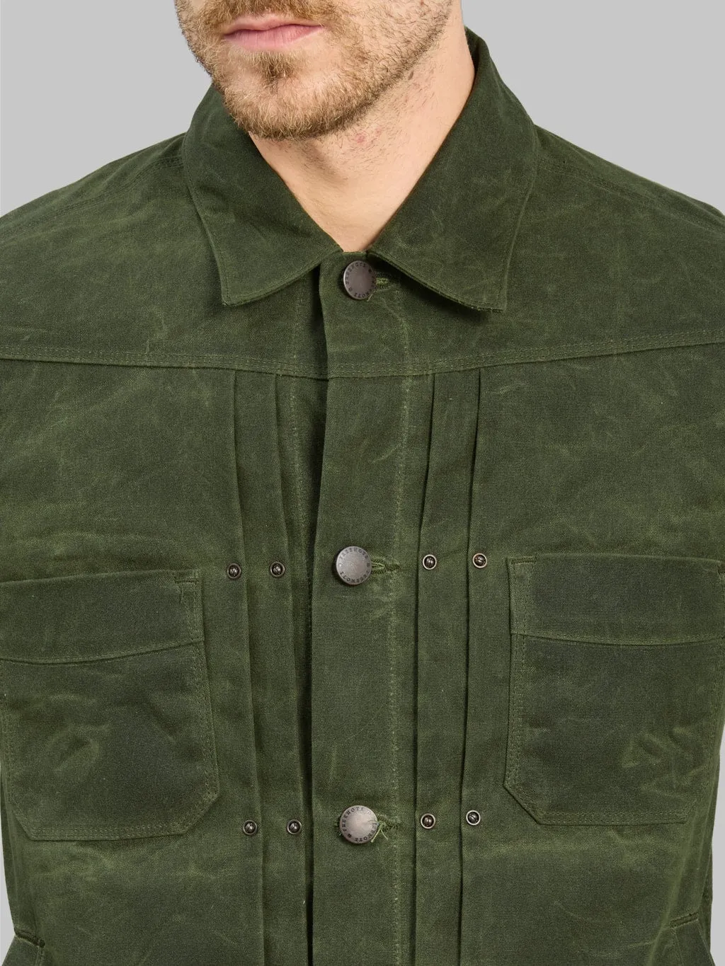 Freenote Cloth Riders Jacket Waxed Canvas Olive