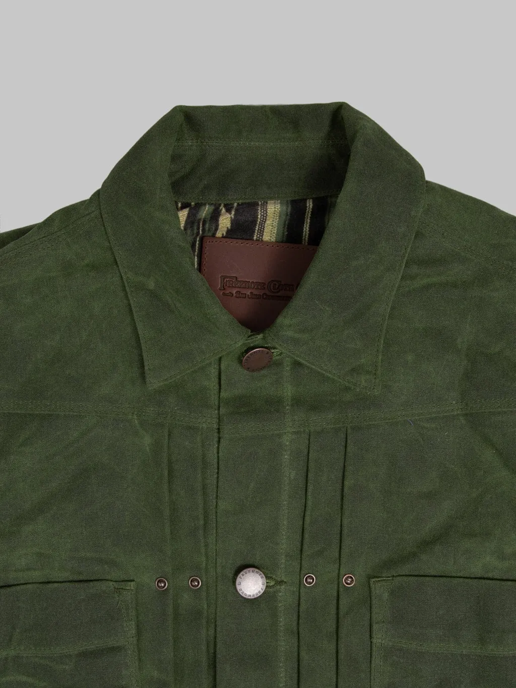 Freenote Cloth Riders Jacket Waxed Canvas Olive