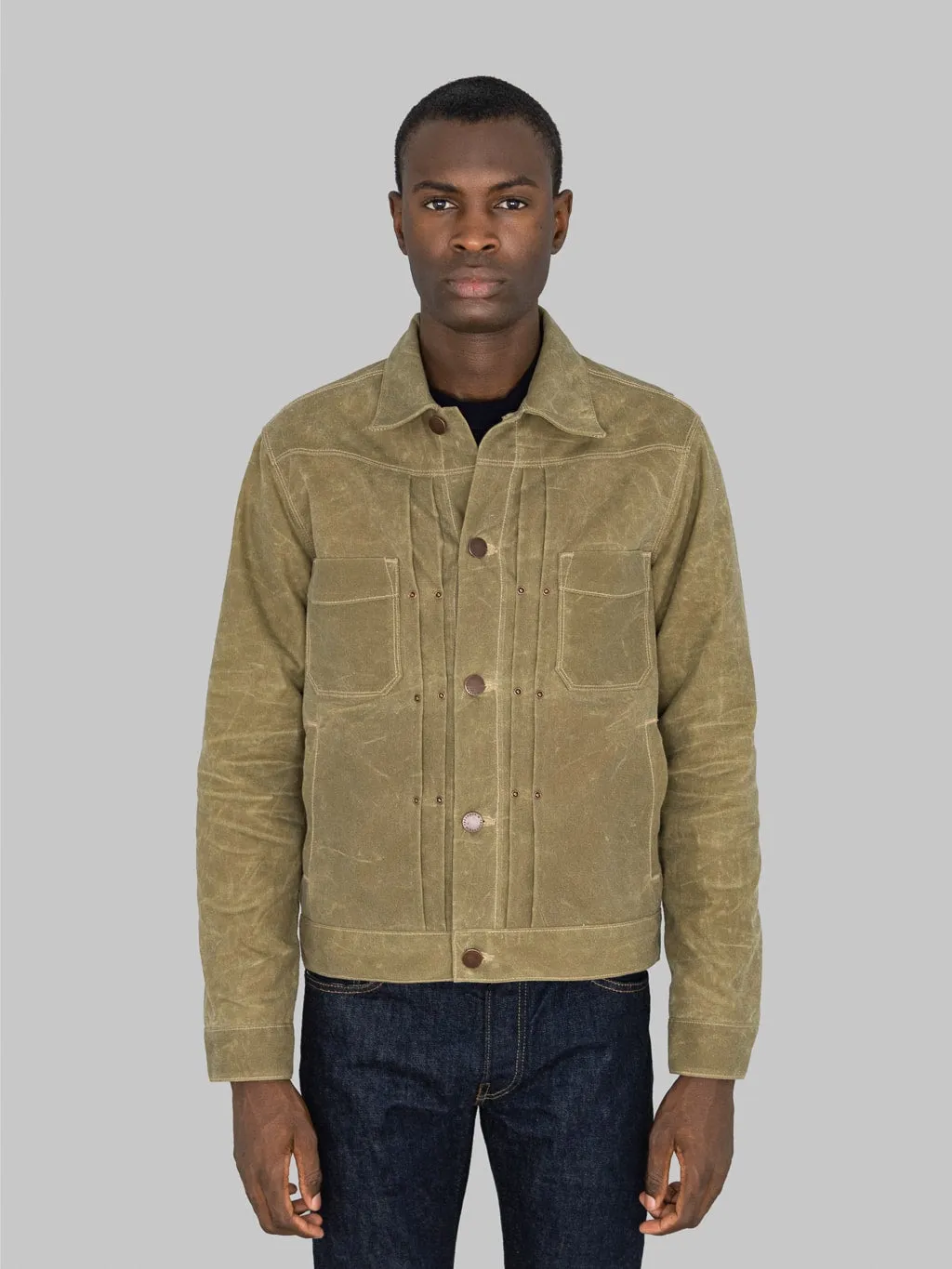 Freenote Cloth Riders Jacket Waxed Canvas Tobacco Brown Interior