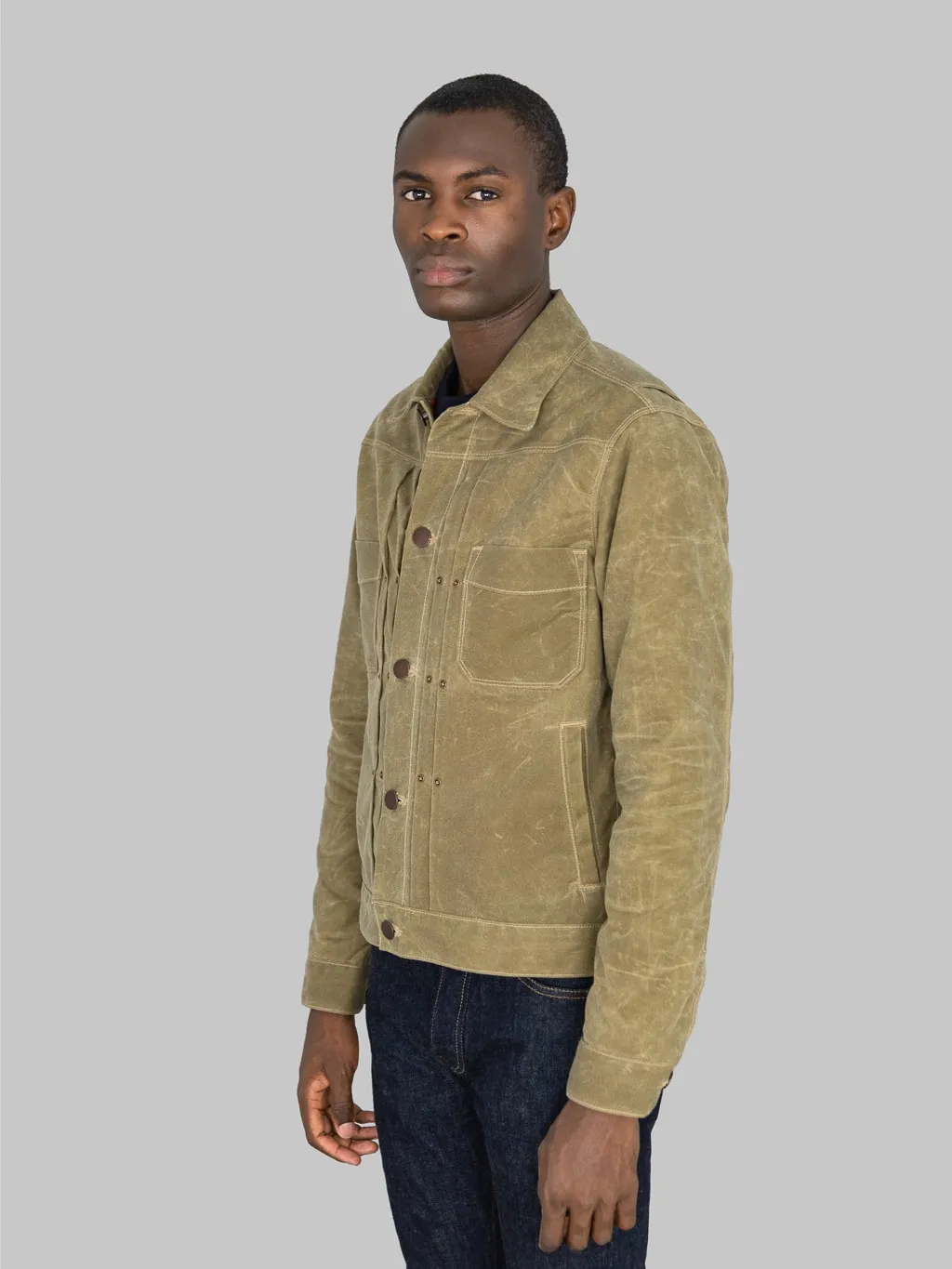 Freenote Cloth Riders Jacket Waxed Canvas Tobacco Brown Interior