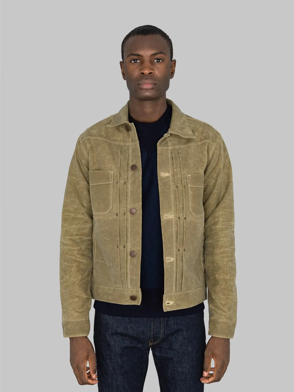 Freenote Cloth Riders Jacket Waxed Canvas Tobacco Brown Interior