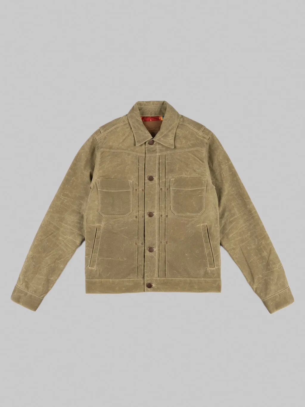 Freenote Cloth Riders Jacket Waxed Canvas Tobacco Brown Interior