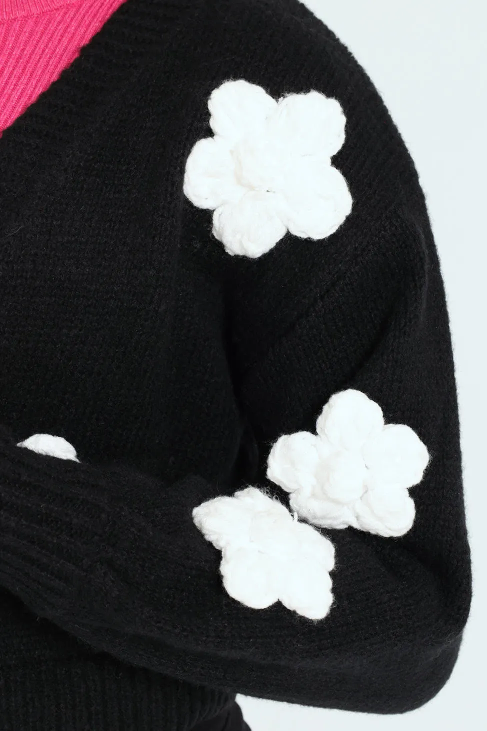 Girls 3D Hearts Knitwear - Black