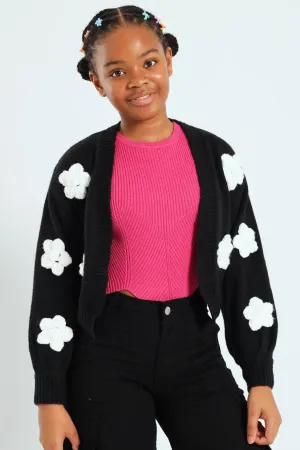 Girls 3D Hearts Knitwear - Black