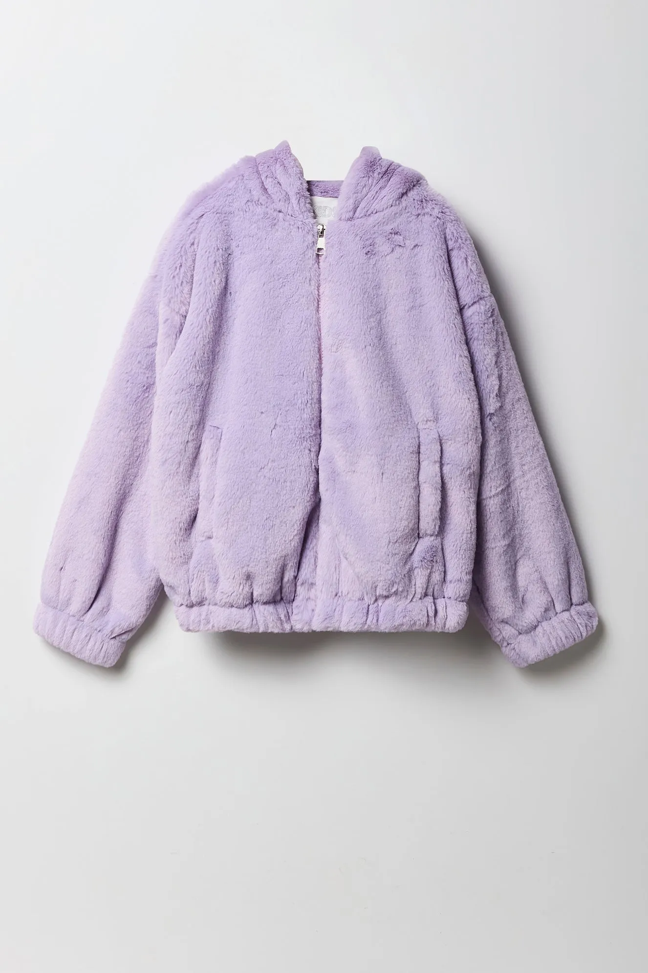 Girls Faux Fur Hooded Bomber Jacket