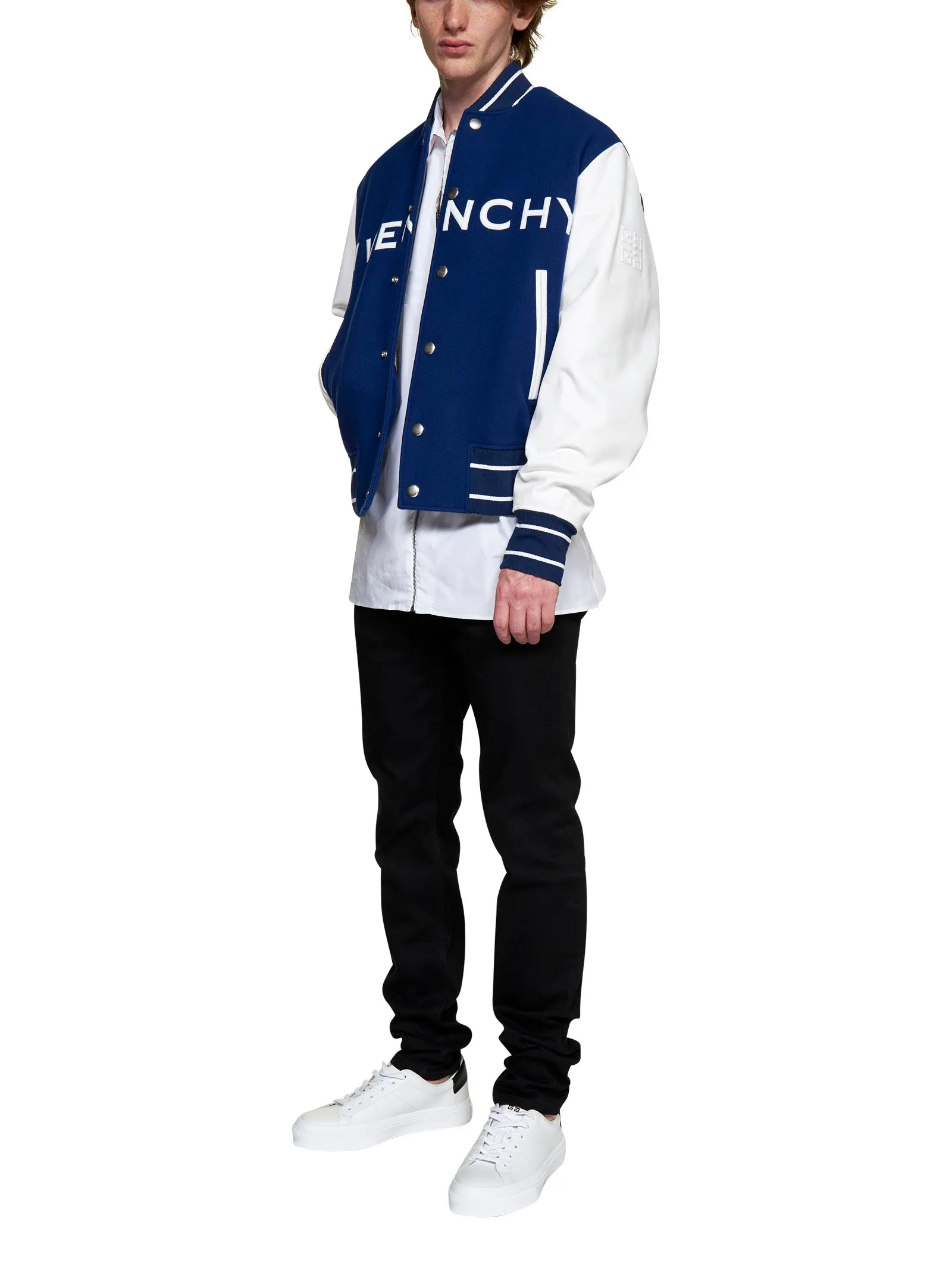 Givenchy Two-Tone Logo Printed Buttoned Jacket