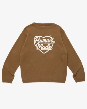 Heart Knit Sweater Brown