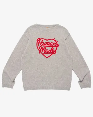 Heart Knit Sweater Gray