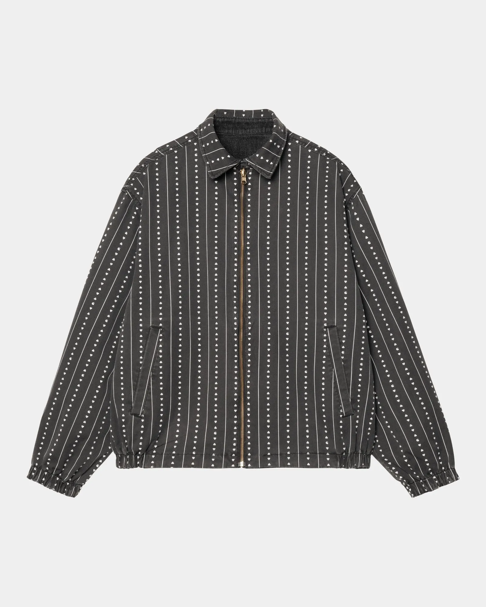 Hudson Reversible Jacket | Black (stone washed) / Heart Pinstripe
