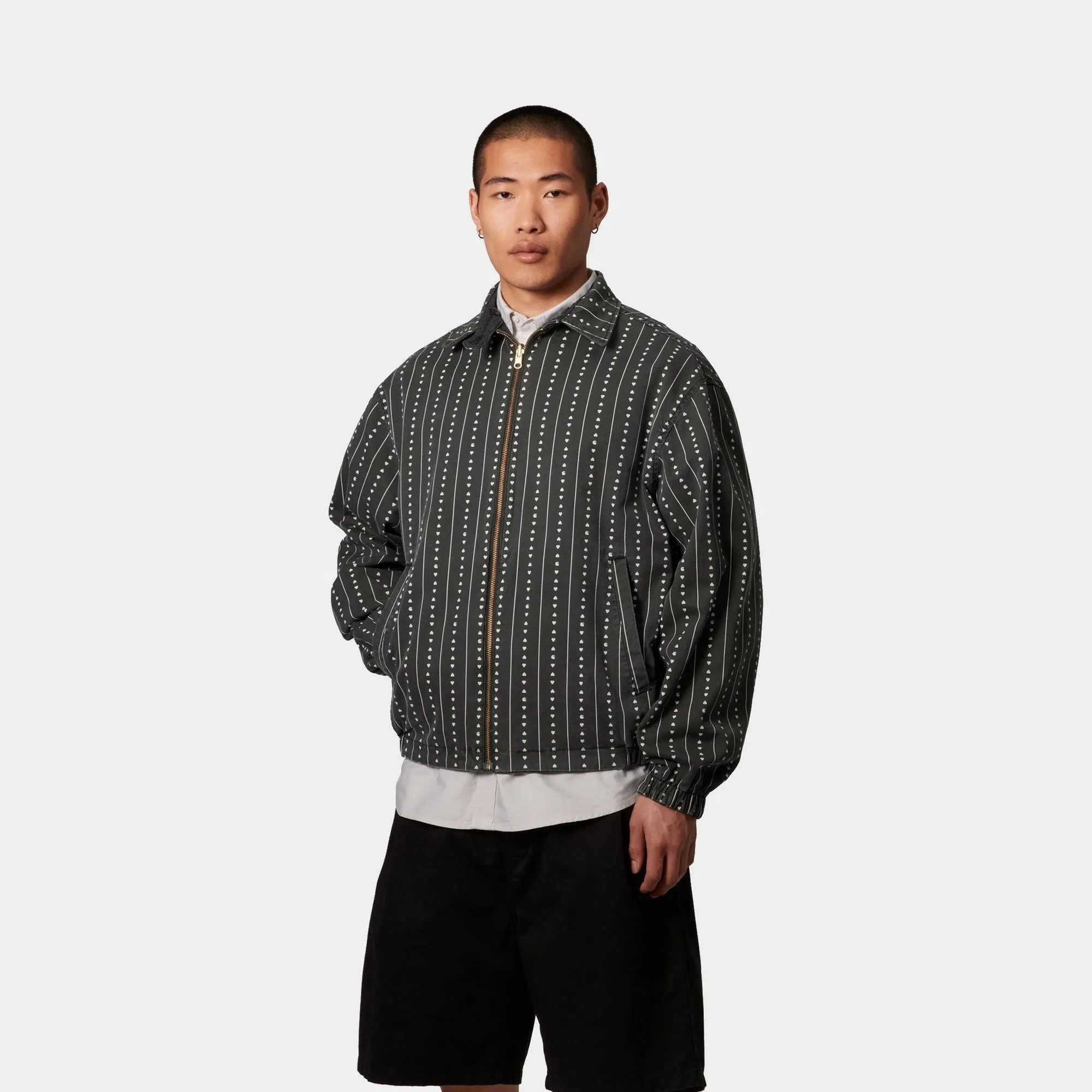 Hudson Reversible Jacket | Black (stone washed) / Heart Pinstripe