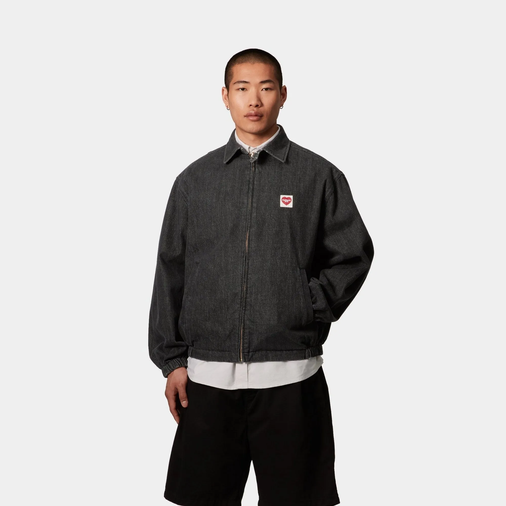 Hudson Reversible Jacket | Black (stone washed) / Heart Pinstripe