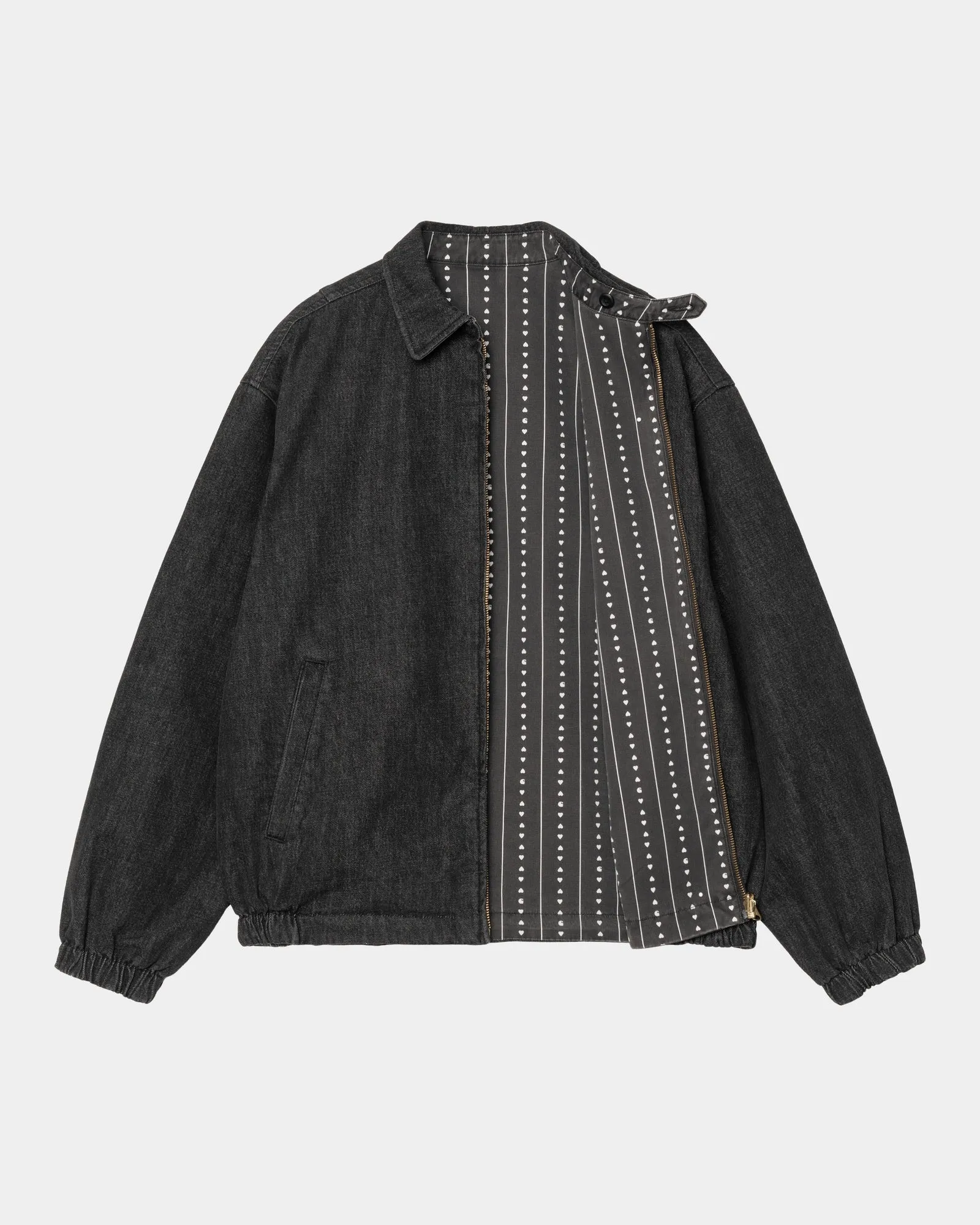 Hudson Reversible Jacket | Black (stone washed) / Heart Pinstripe