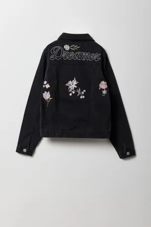 Jacket en denim à broderie Dreamer pour filles