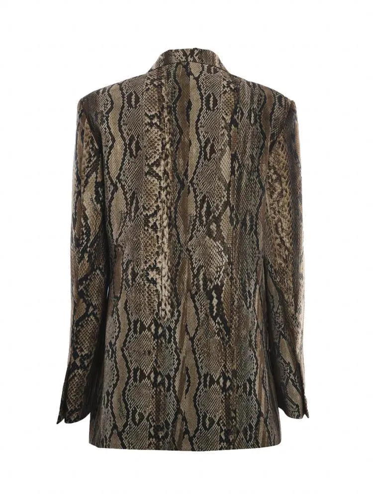 Just Cavalli Snakeskin Print Single-Breasted Blazer
