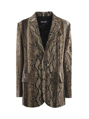 Just Cavalli Snakeskin Print Single-Breasted Blazer