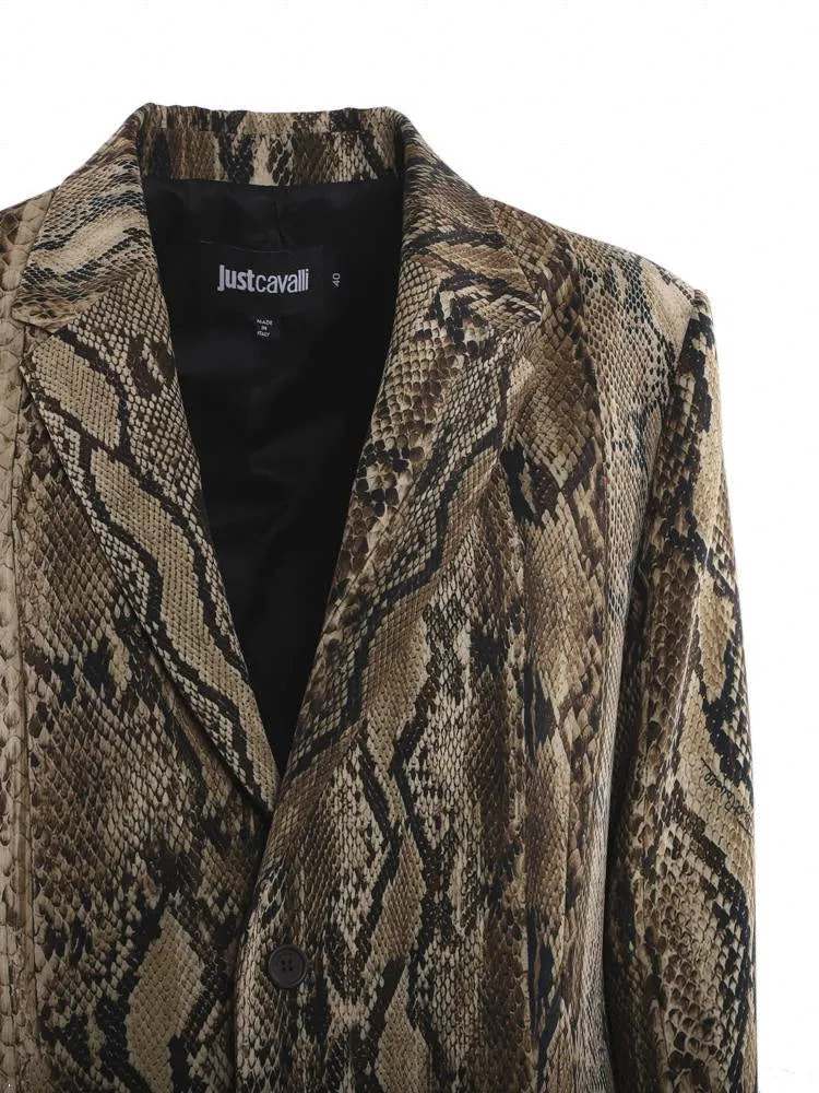 Just Cavalli Snakeskin Print Single-Breasted Blazer