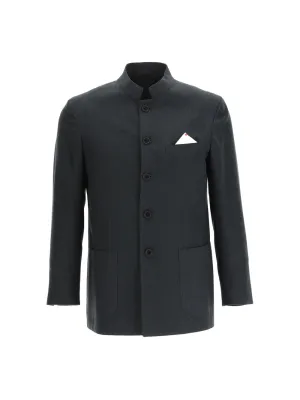 Kiton Band-Collar Single-Breasted Buttoned Blazer