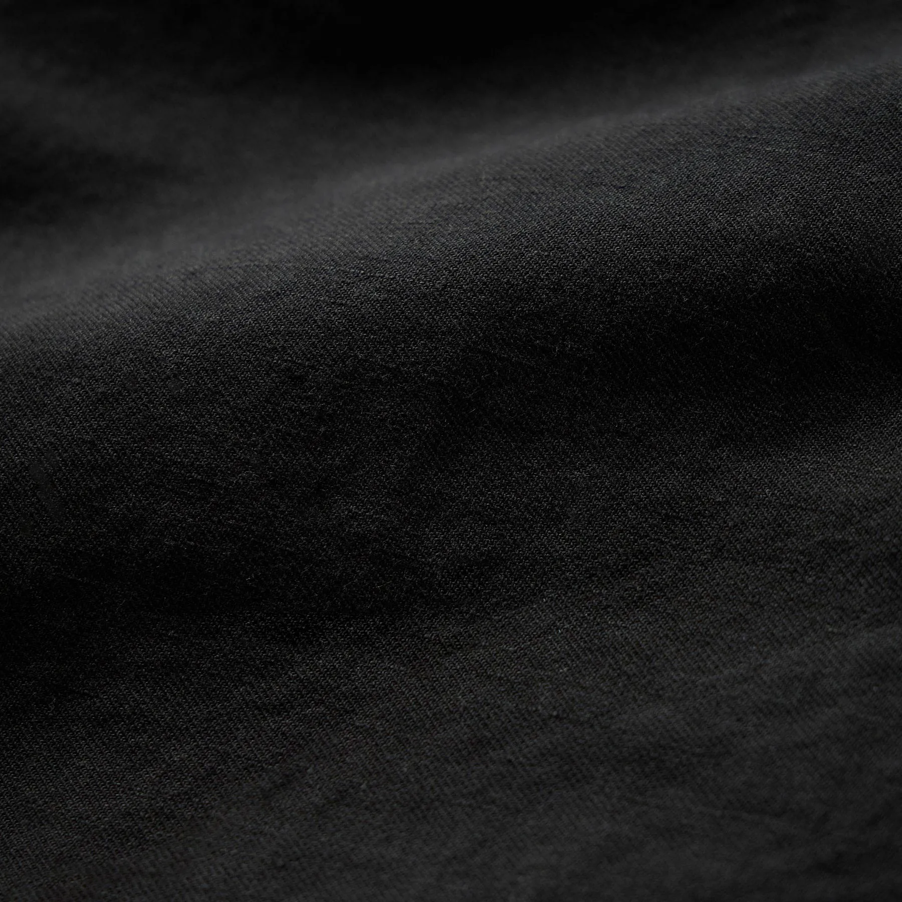 Linen Blend Zip Front Hoodie - Black