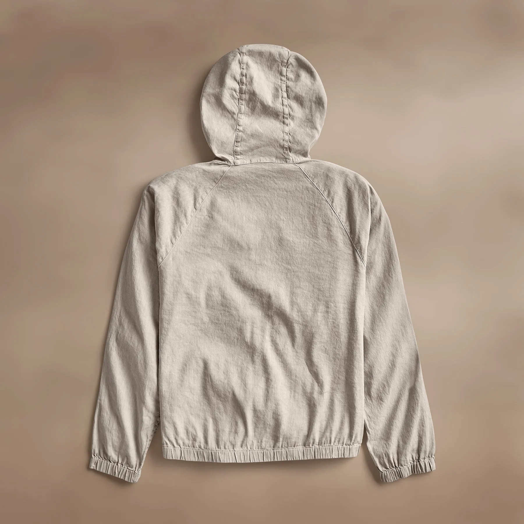 Linen Blend Zip Front Hoodie - Salt Pigment