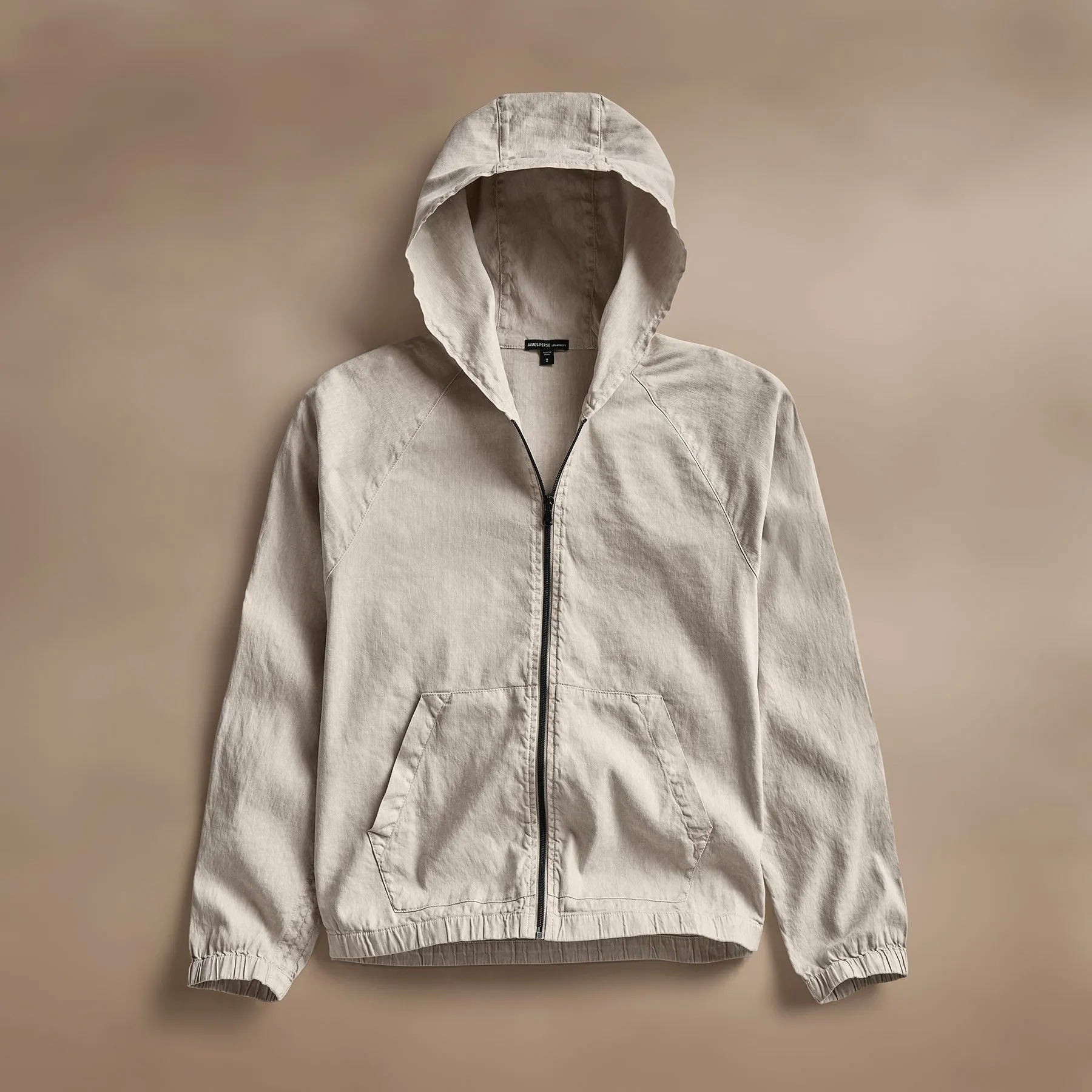 Linen Blend Zip Front Hoodie - Salt Pigment