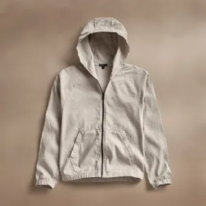 Linen Blend Zip Front Hoodie - Salt Pigment