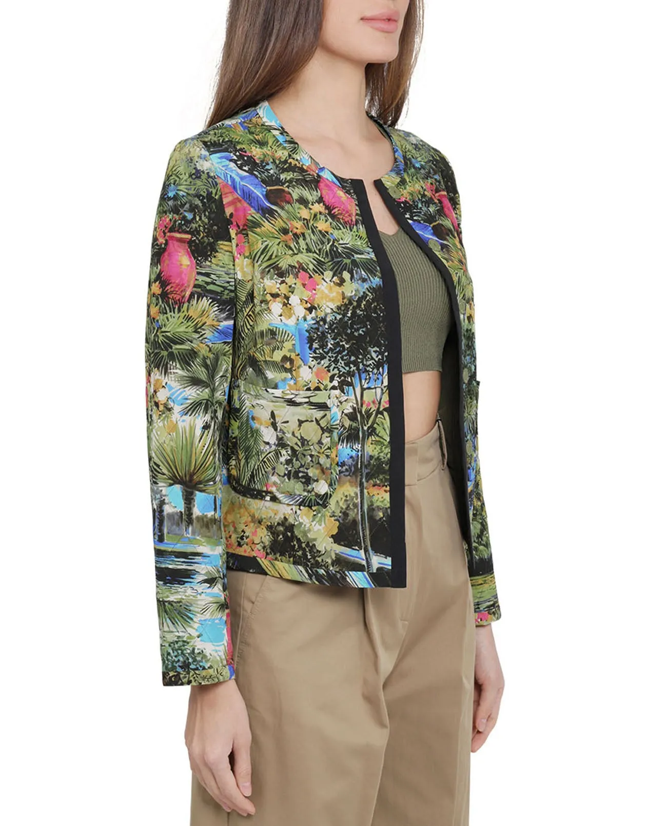 Max Mara Studio Allover Tropical Printed Jacket