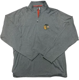 Men's Chicago Blackhawks Gray Metro Racing Stripes 1/4 Zip Track Jacket By Levelwear