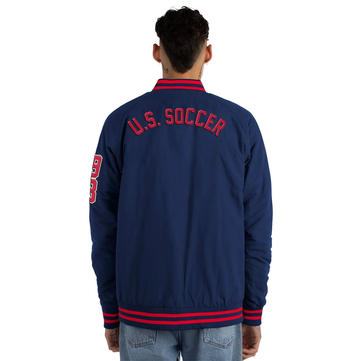 Men's New Era USMNT Front Snap Nylon Navy Jacket