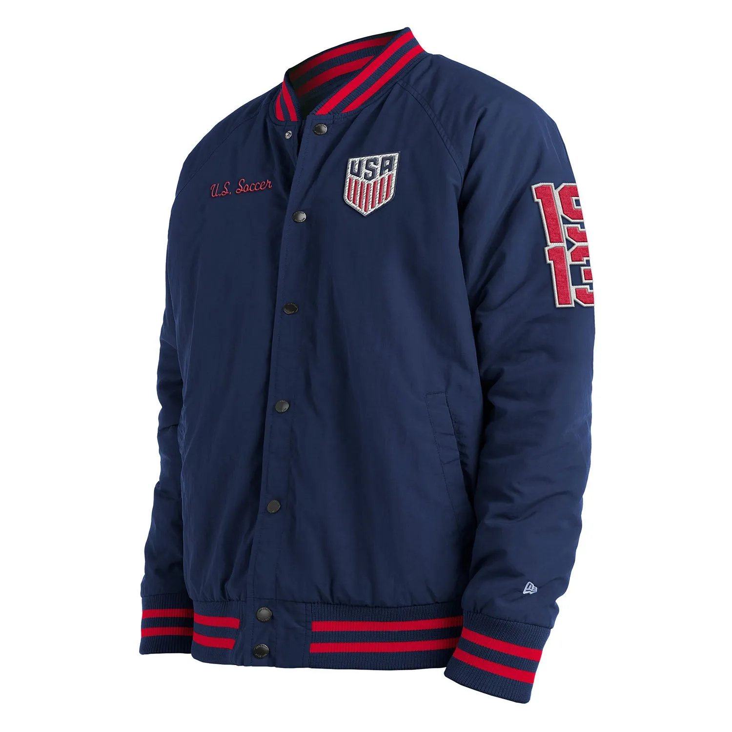Men's New Era USMNT Front Snap Nylon Navy Jacket