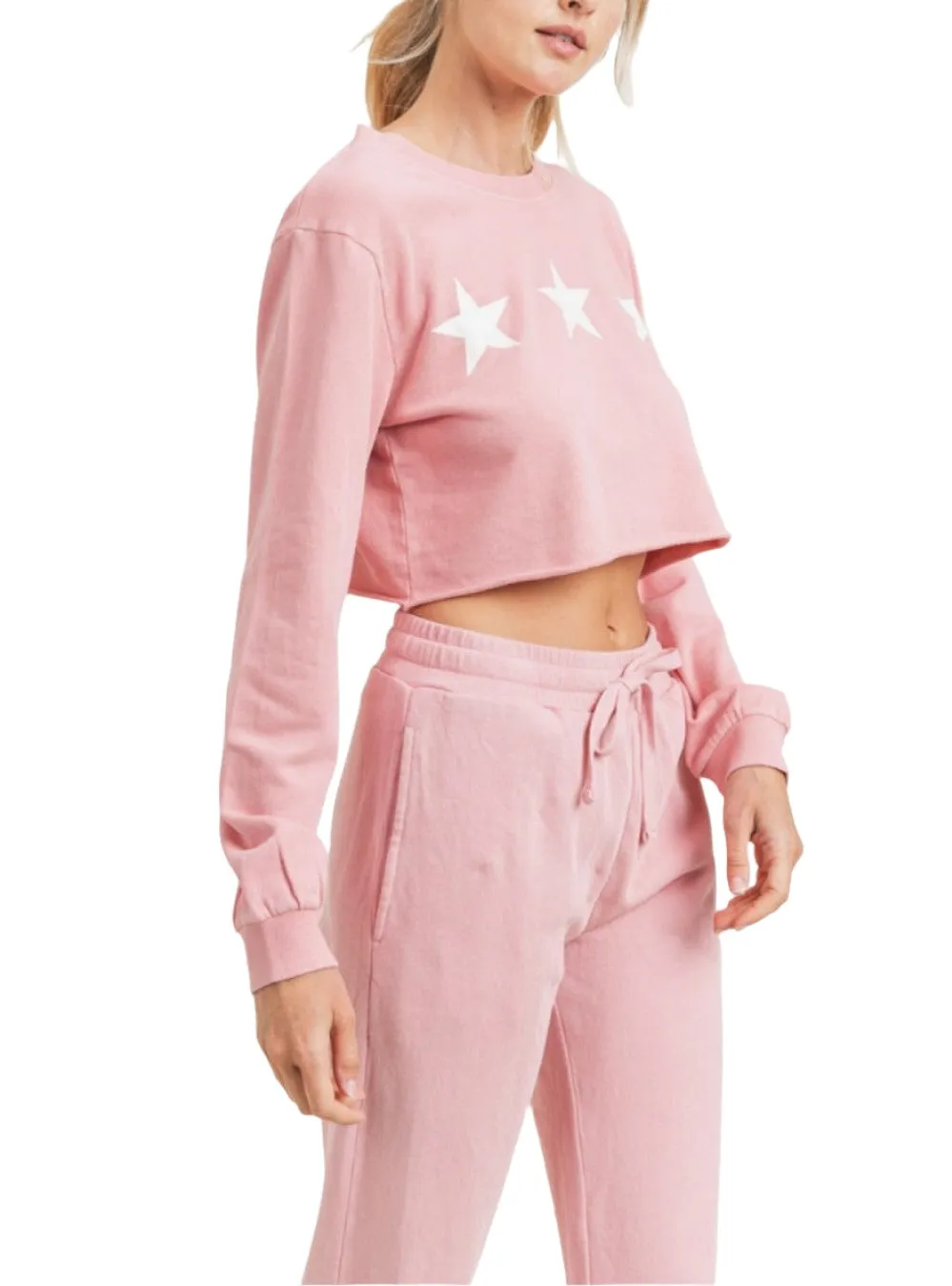 Mono B Triple Stars Terry Cropped Hoodie KT11612