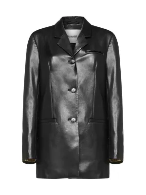 Nanushka Single-Breasted Faux Leather Blazer